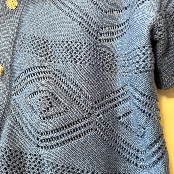 NWT Sandstone Blue Knitted Button Down Sweater Shirt Sz Medium - Picture 2 of 6